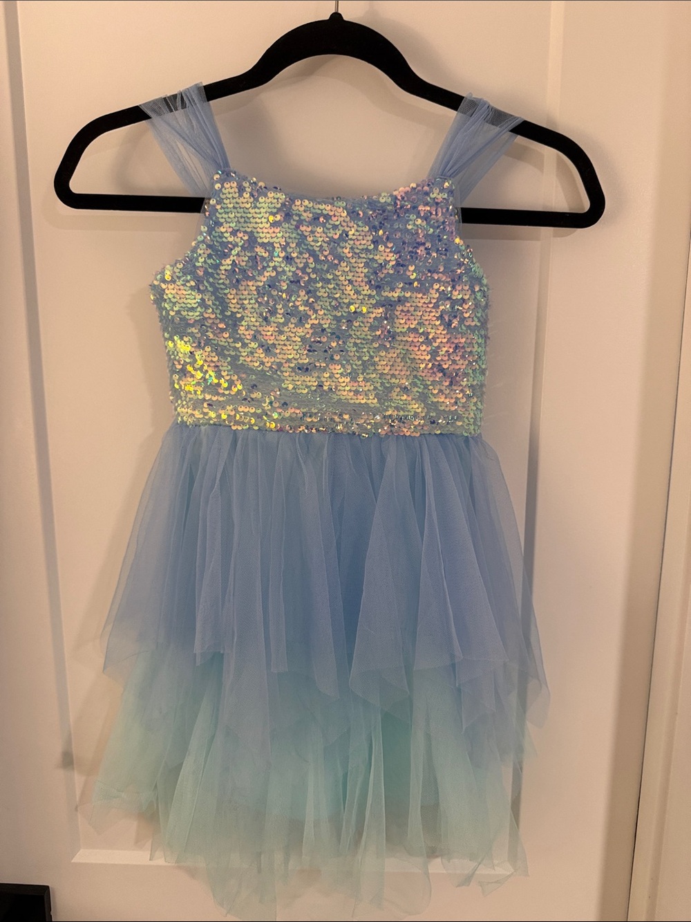 Pink & Violet Sequin & Layered Blue Dress